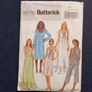 Butterick Women's Sleepwear Pattern in Blue, White, and Gray
